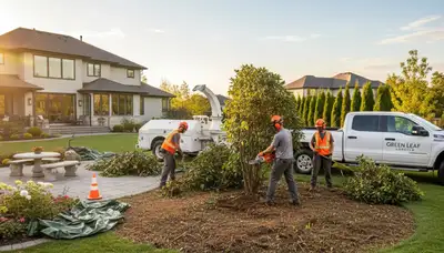 Professional shrub removal service in Burlington, VT clearing overgrown bushes and yard debris