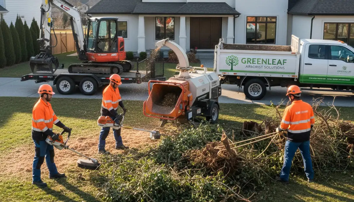 Professional shrub removal service in Burlington, VT clearing overgrown bushes and yard debris