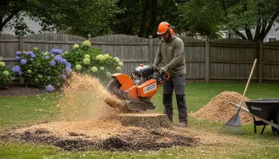 Stump grinding in Colchester, VT with professional equipment by Burlington tree removal experts