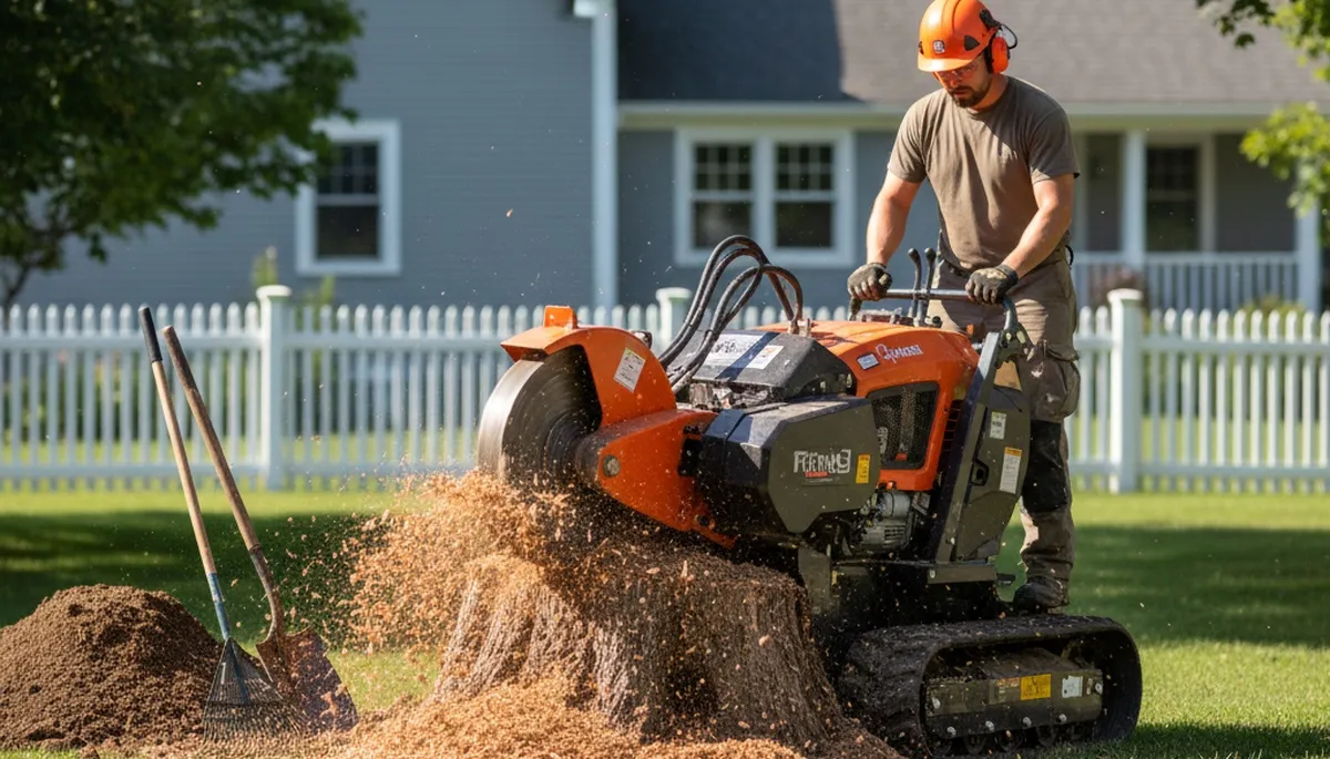 Professional stump grinding removing tree stumps in Hinesburg, VT by Burlington tree removal experts