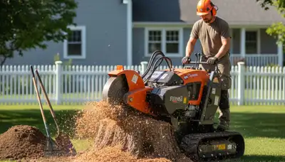 Professional stump grinding removing tree stumps in Hinesburg, VT by Burlington tree removal experts