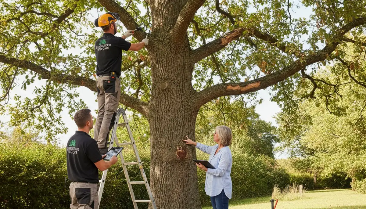 Certified arborist performing tree health assessment for Colchester homeowners near Burlington, VT