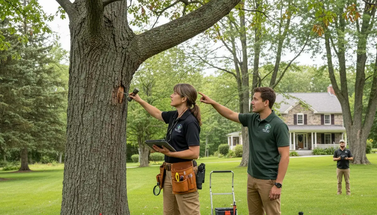 Certified arborist performing tree health assessment for homeowners in South Hero, Burlington VT