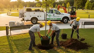 Professional arborist planting new tree in Burlington, VT for Chop Chop Tree service