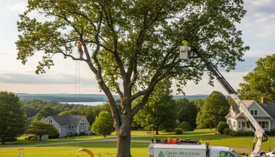 Professional tree removal service in Burlington VT safely clearing residential trees