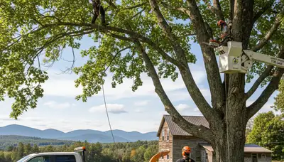 Professional tree removal service in Burlington VT safely clearing trees and debris