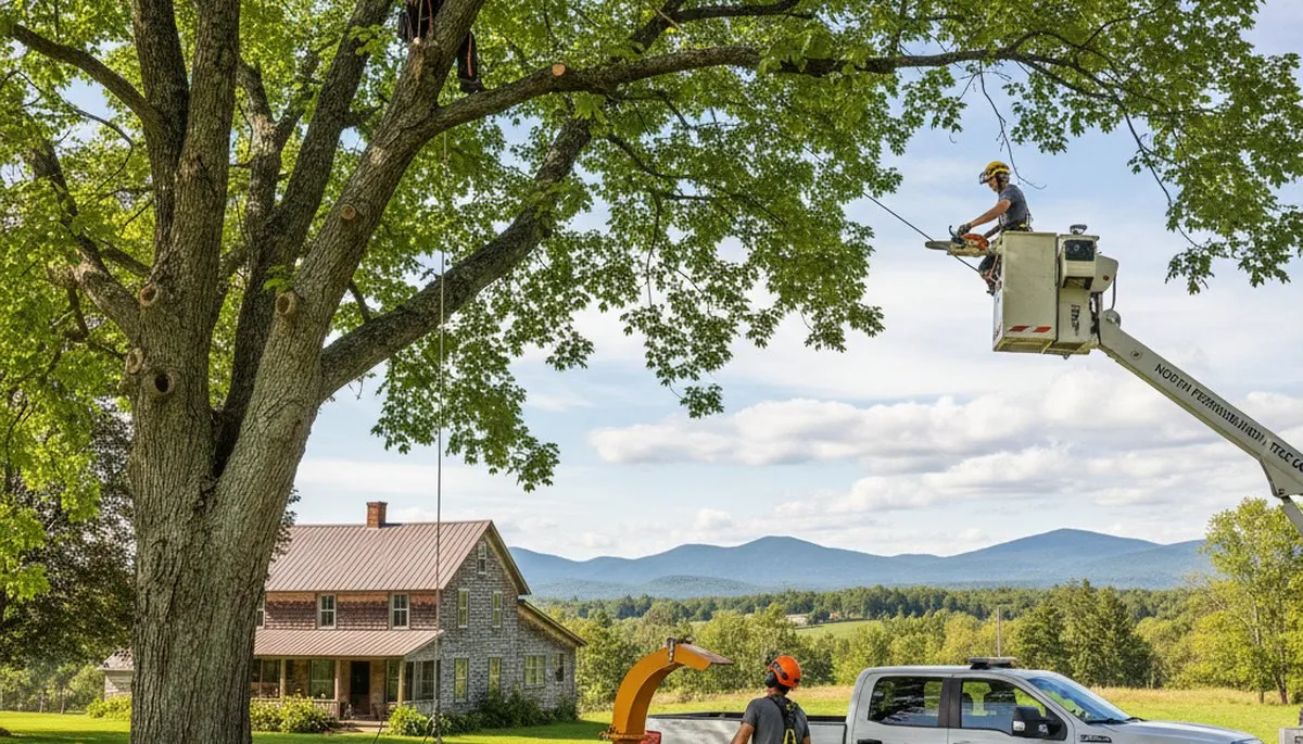 Professional tree removal service in Burlington VT safely clearing trees for residential property