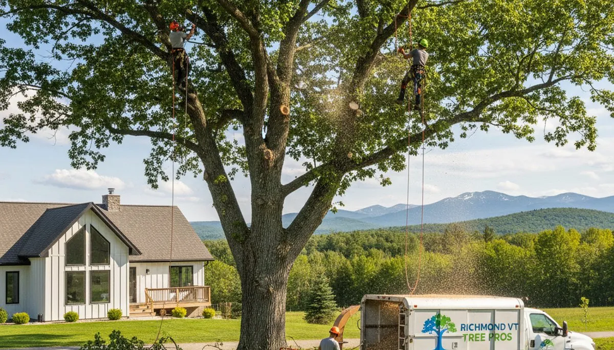 Professional tree removal service in Burlington VT safely cutting and clearing large trees