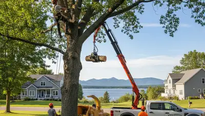 Professional tree removal service in Burlington VT safely clearing damaged trees