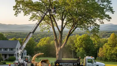 Professional tree removal service in Burlington VT safely clearing trees for local homeowners